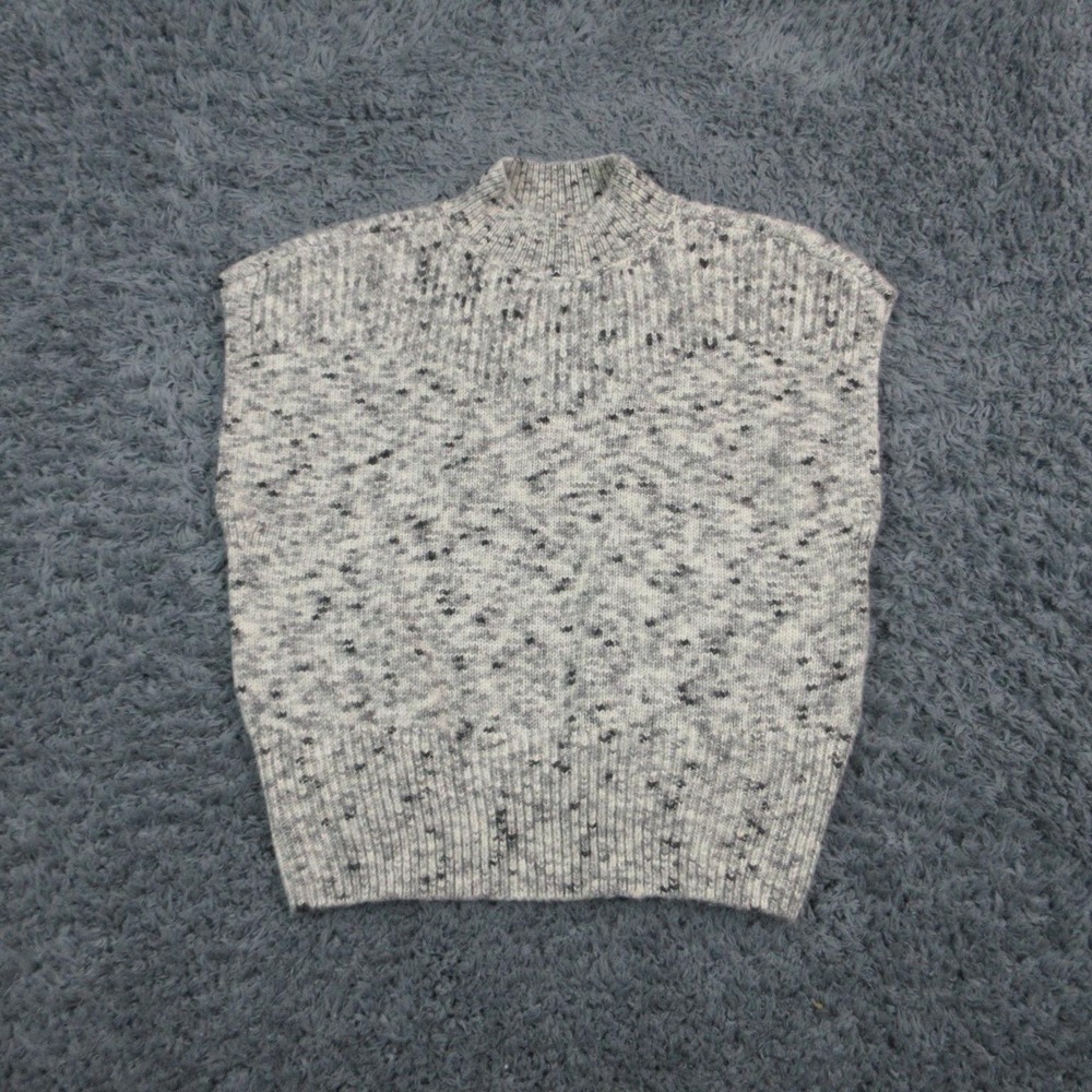 LOFT Sweater Vest Womens L White Mock Neck Chunky-Knit Heavyweight Relaxed NWT